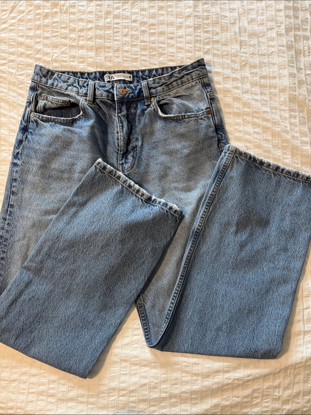 Zara high rise Wide Leg Jeans in Light Blue Denim